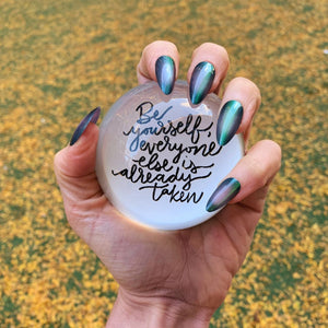 Be Yourself Glass Dome Paperweight | Paper Document Holder | 3"