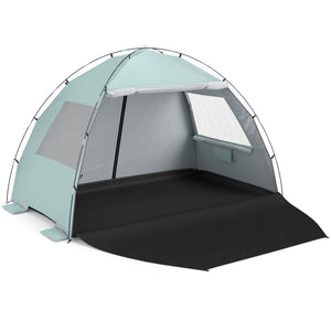 Beach Tent Sun Shelter with Canopy with Extended Floor and Vent Windows-Green