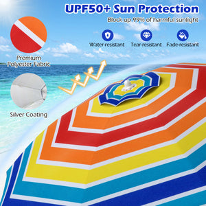 6.5 Feet Beach Umbrella with Carry Bag without Weight Base-Multicolor