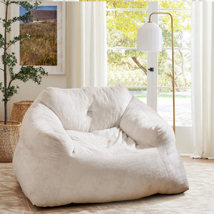 Bean Bag Chair Plush Lazy Sofa with Ultra-soft Velvet Cover-Beige