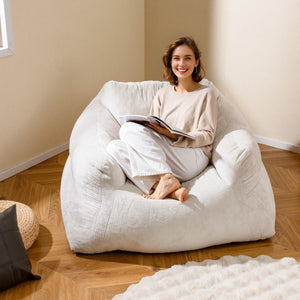 Bean Bag Chair Plush Lazy Sofa with Ultra-soft Velvet Cover-Beige