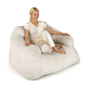 Bean Bag Chair Plush Lazy Sofa with Ultra-soft Velvet Cover-Beige