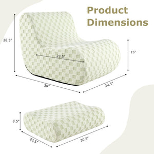 Bean Bag Chair with Ottoman and High Elasticity Sponge-Green