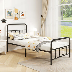 Bed Frame with Headboard and Under Bed Storage Black-Twin Size