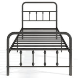 Bed Frame with Headboard and Under Bed Storage Black-Twin Size