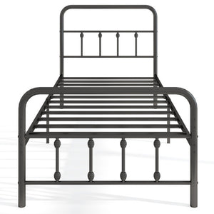 Bed Frame with Headboard and Under Bed Storage Black-Twin Size