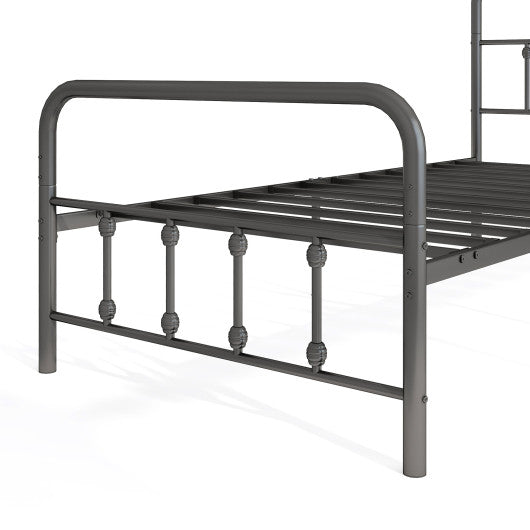 Bed Frame with Headboard and Under Bed Storage Black-Twin Size
