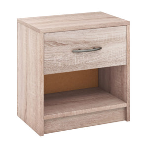 Bedside Table Nightstand with Drawer and Open Storage Shelf-Natural
