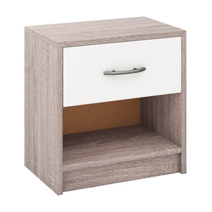 Bedside Table Nightstand with Drawer and Open Storage Shelf-Light Gray