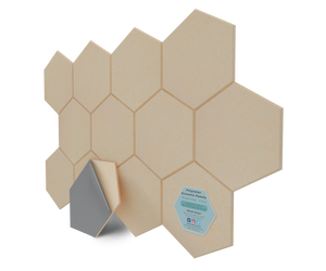 Hexagon Polyester Acoustic Panels - 12 Pack | Eco-Friendly Sound Absorption | Easy Peel & Stick Installation
