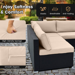 10 Piece Outdoor Wicker Conversation Set with Seat and Back Cushions-Beige by DirectDeals