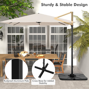 9.5 Feet Square Patio Cantilever Umbrella with 360 ° Rotation-Beige