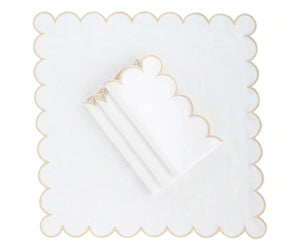 Beige Scalloped Edge Napkins - LongWave