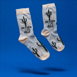 Better With Age Socks | Cactus Plants Illustration