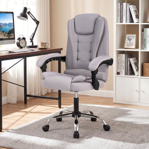 Big High Back Executive Chair with Linkage Armrests and Leather Padded Seat for Office-Gray