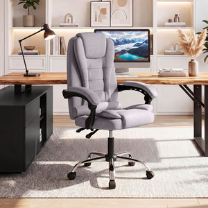 Big High Back Executive Chair with Linkage Armrests and Leather Padded Seat for Office-Gray