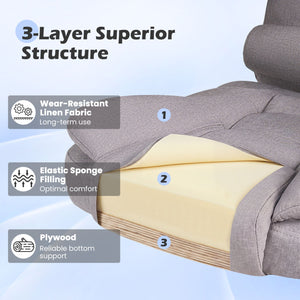 Big High Back Executive Chair with Linkage Armrests and Leather Padded Seat for Office-Gray