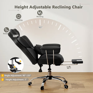 Big and Tall Executive Office Desk Chair with Footrest-Black