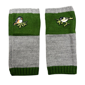 Bird Applique Arm Warmers | Fingerless Gloves in Black, Pink, or Green