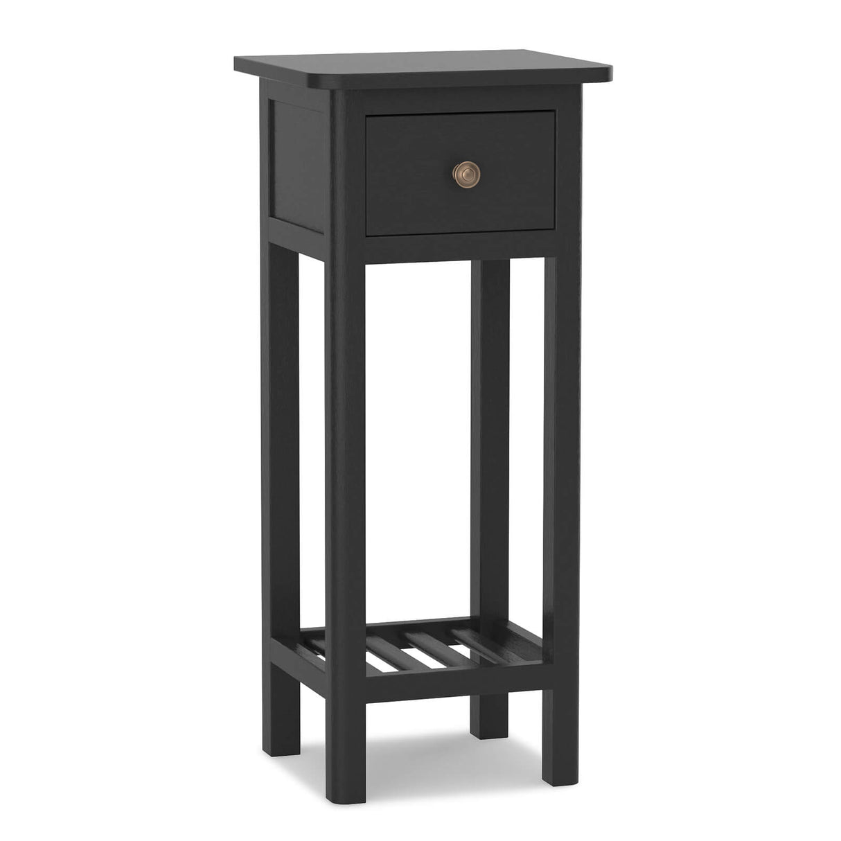 2 Tier Slim Nightstand Bedside Table with Drawer Shelf-Brown