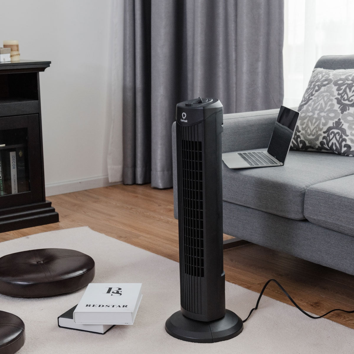 Fantask 35W 28 Inch Quiet Bladeless Oscillating Tower Fan-Black