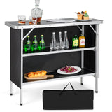 Folding Camping Table with 2-Tier Open Shelves for Outdoor BBQ-Coffee