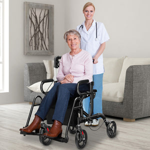 Folding Rollator Walker with 8-inch Wheels and Seat-Black