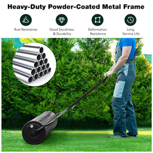 Metal Lawn Roller with Detachable Gripping Handle-Black