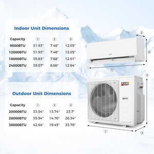 Blast Pro 38000 BTU 4 Zone 20 SEER2 Mini Split AC with Heat Pump-9K + 9K + 9K + 18K