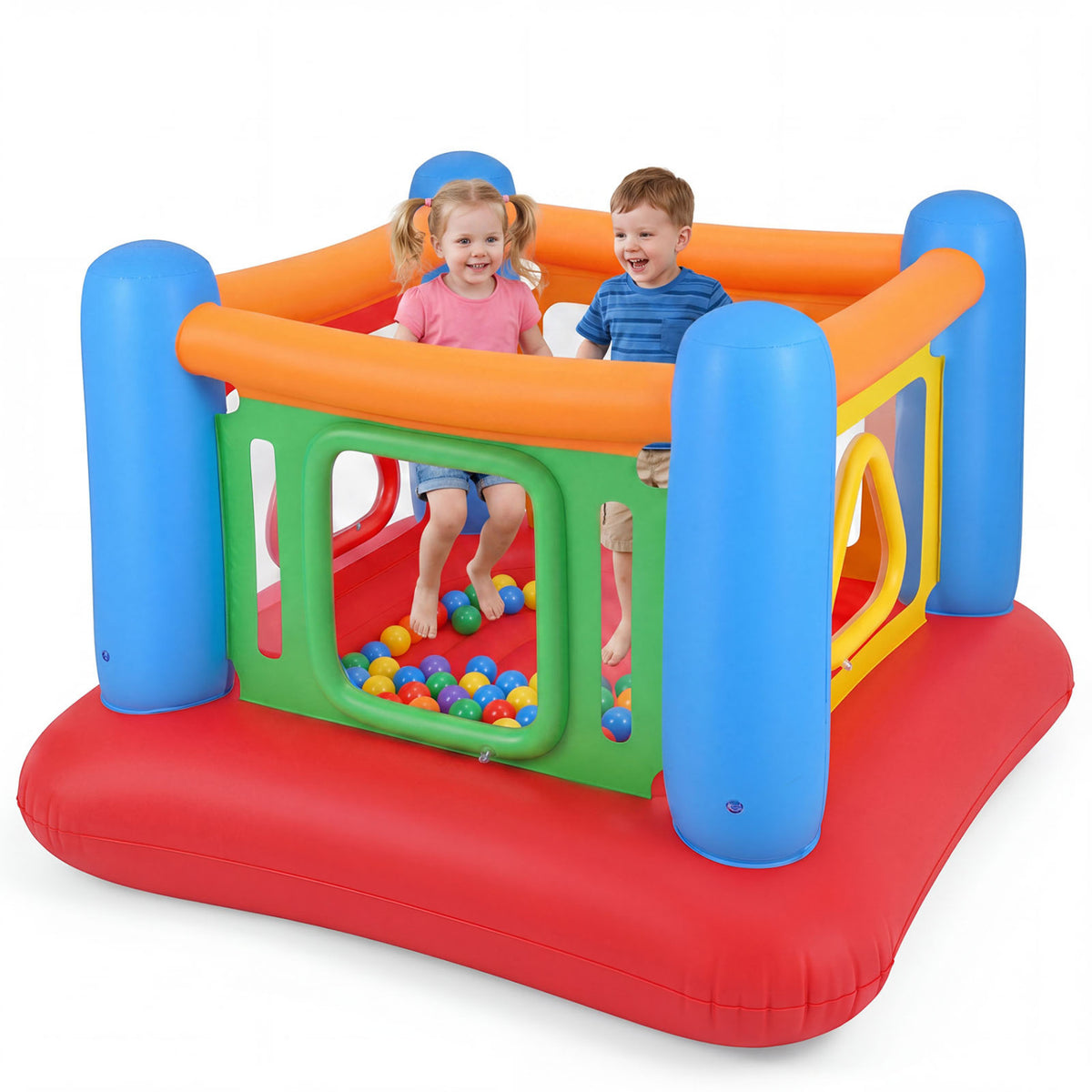 Blow Up Jumping House for Kids with Transparent Side Walls-Blue