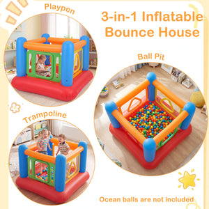 Blow Up Jumping House for Kids with Transparent Side Walls-Blue