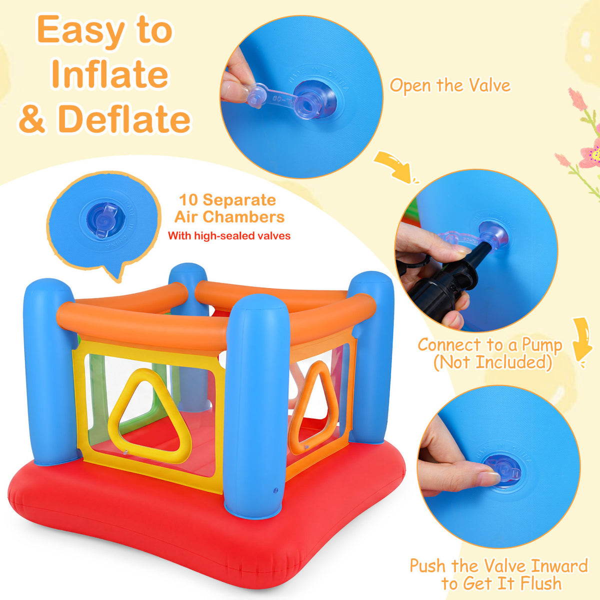 Blow Up Jumping House for Kids with Transparent Side Walls-Blue