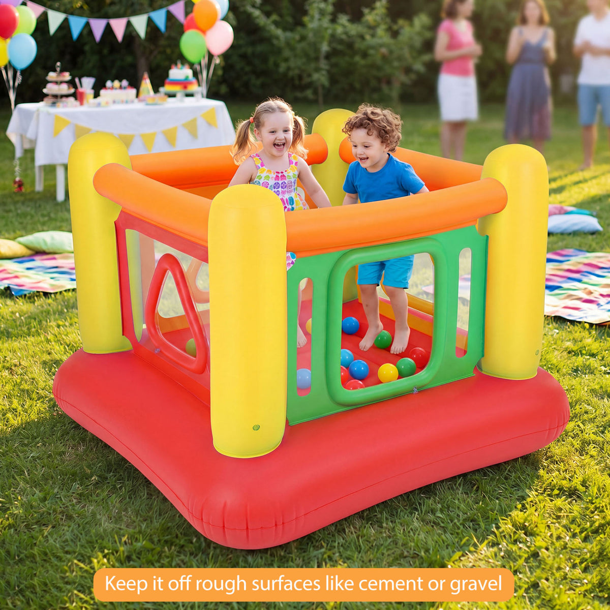 Blow Up Jumping House for Kids with Transparent Side Walls-Red