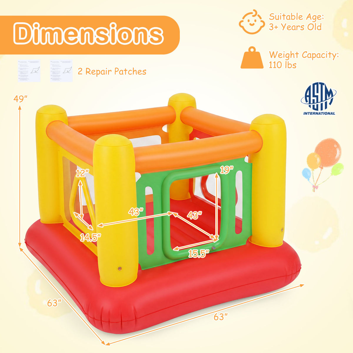 Blow Up Jumping House for Kids with Transparent Side Walls-Red