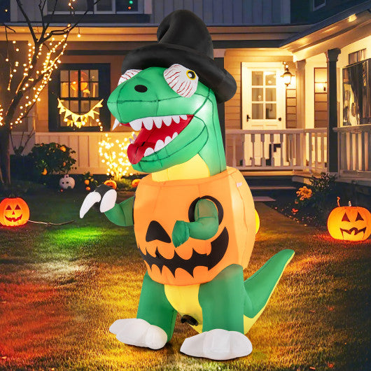 Blow up Inflatable Pumpkin Dinosaur Yard Decoration with Built-in LED Lights
