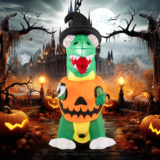 Blow up Inflatable Pumpkin Dinosaur Yard Decoration with Built-in LED Lights