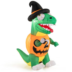 Blow up Inflatable Pumpkin Dinosaur Yard Decoration with Built-in LED Lights