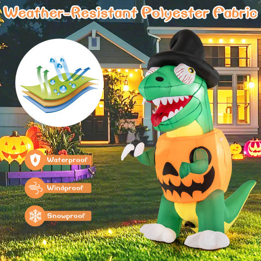 Blow up Inflatable Pumpkin Dinosaur Yard Decoration with Built-in LED Lights