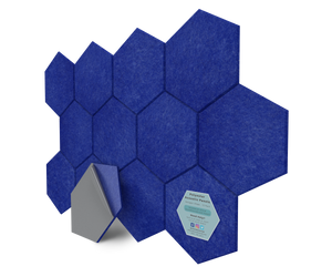 Hexagon Polyester Acoustic Panels - 12 Pack | Eco-Friendly Sound Absorption | Easy Peel & Stick Installation
