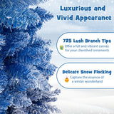 7 Feet Blue Gradient Snow Flocked Artificial Christmas Tree-Blue