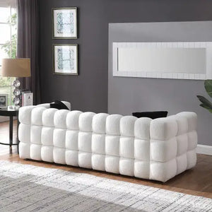 84.3 Length ,35.83 Deepth ,human Body Structure For USA People, Marshmallow Sofa,boucle Sofa ,White Color,3 Seater