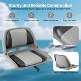 Boat Seat Folding Low Back Boat Chair with Marine-Grade PVC-Gray