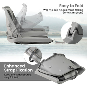 Boat Seat Folding Low Back Boat Chair with Marine-Grade PVC-Gray
