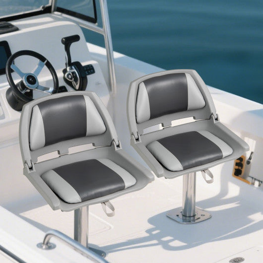 Boat Seat Folding Low Back Boat Chair with Marine-Grade PVC-White