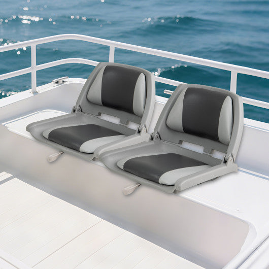 Boat Seat Folding Low Back Boat Chair with Marine-Grade PVC-White