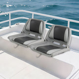 Boat Seat Folding Low Back Boat Chair with Marine-Grade PVC-White