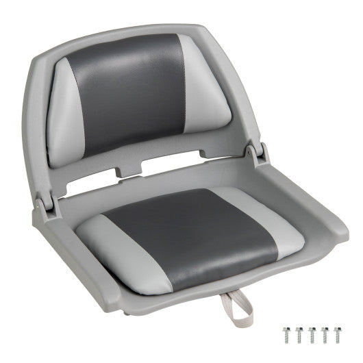 Boat Seat Folding Low Back Boat Chair with Marine-Grade PVC-White