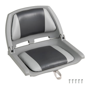 Boat Seat Folding Low Back Boat Chair with Marine-Grade PVC-White