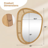 Bohemian Irregular Wall Mounted Decorative Mirror with Wooden Frame-Natural