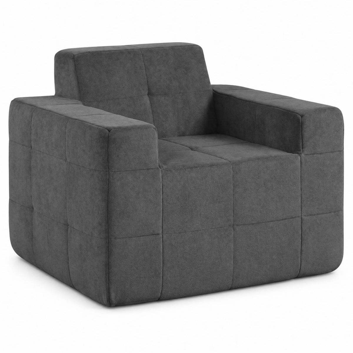 Boneless Single Sofa Chair Cloud Sofa with Terry Cloth Upholstery-Grey